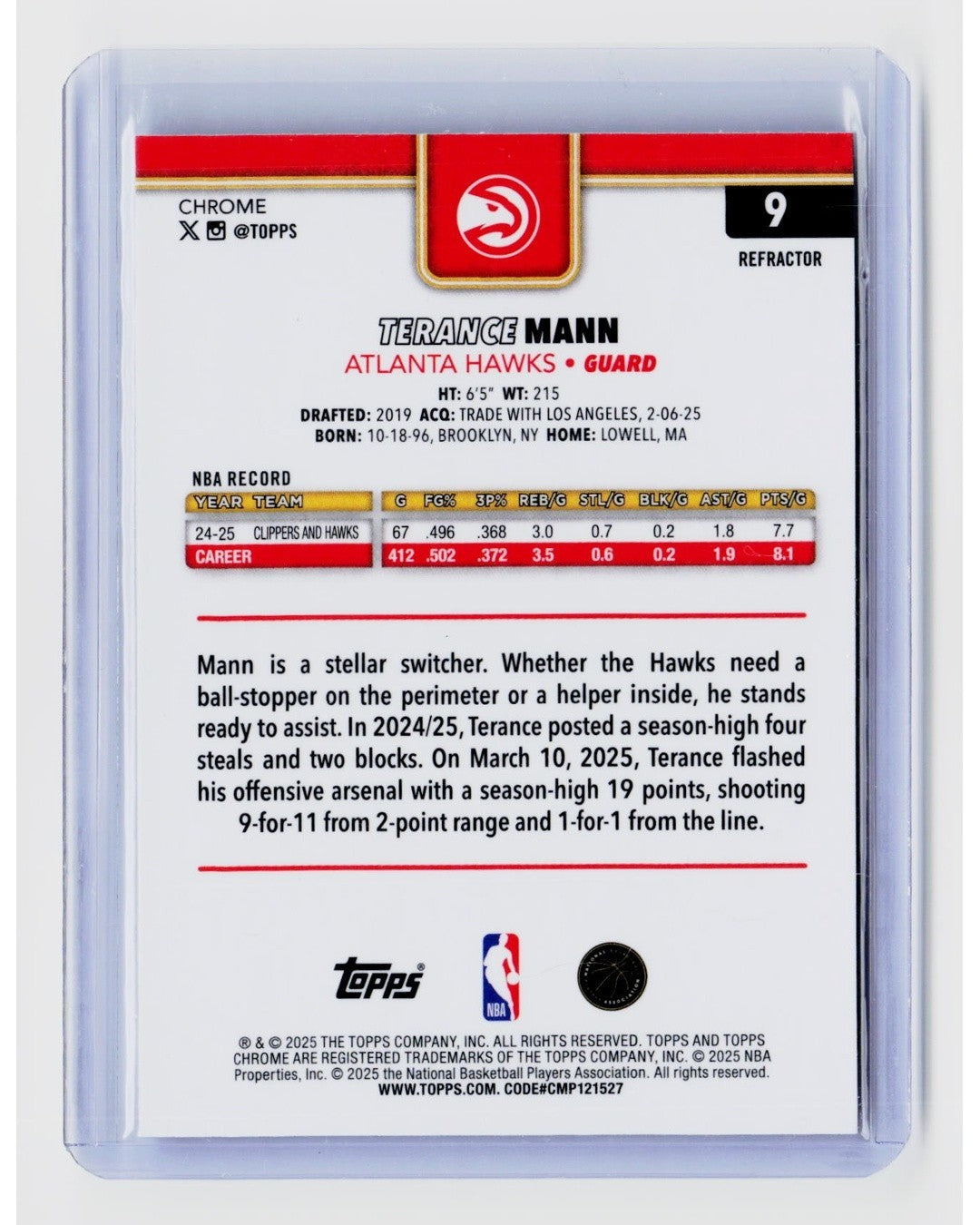 2025-26 Topps Chrome - Terance Mann #9 Refractor1