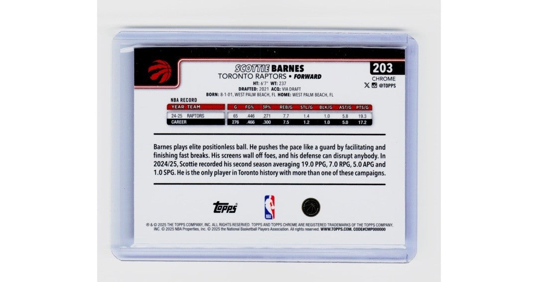 2025-26 Topps Chrome Scottie Barnes Skylight Refractor #2031