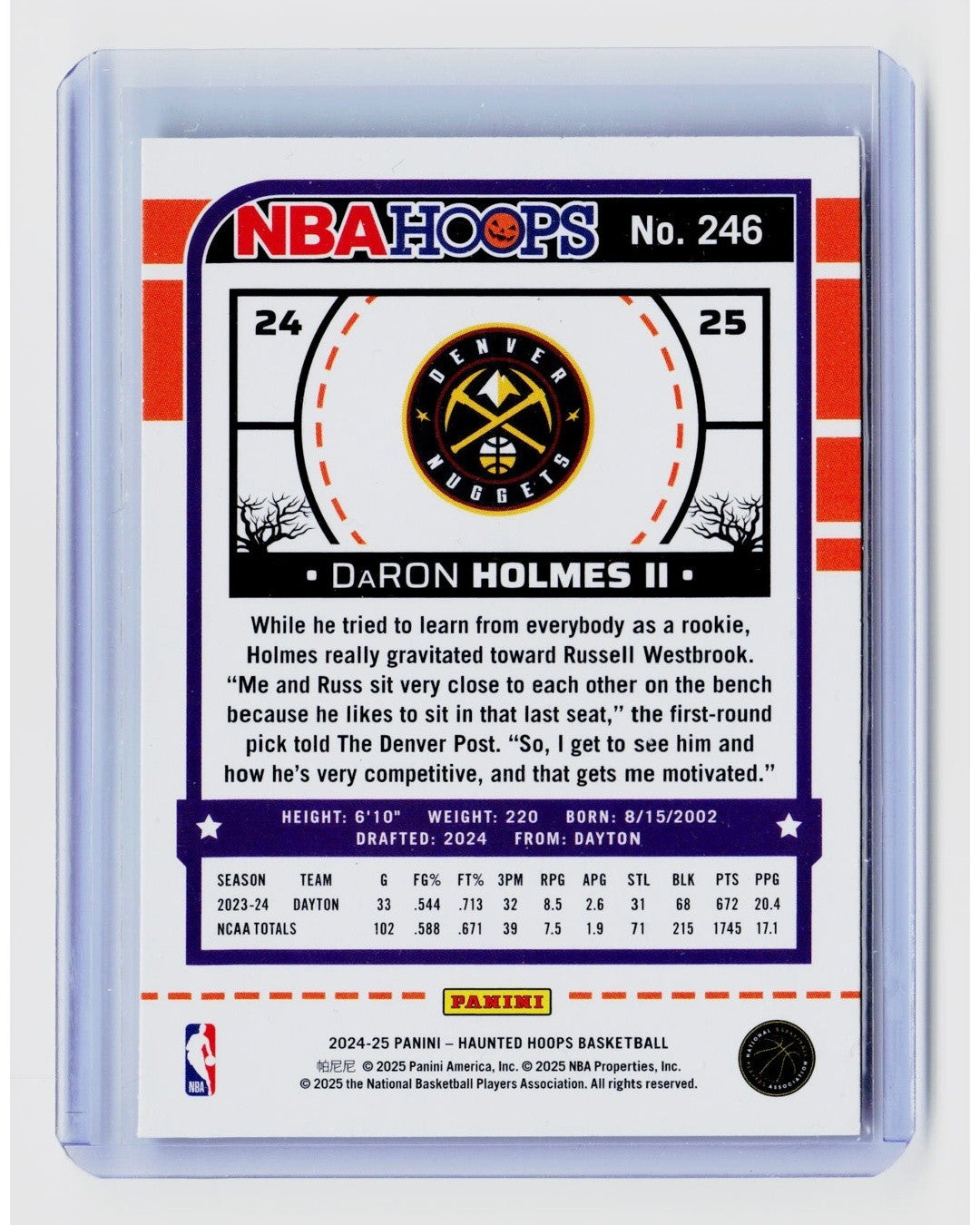 2024-25 Panini Haunted Hoops - DaRon Holmes #246 Slime (RC)1