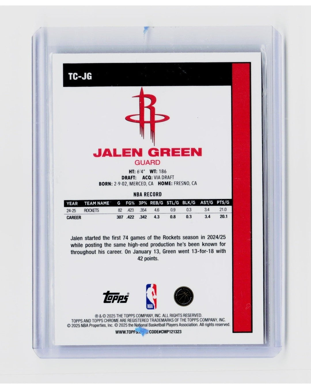 2025-26 Topps - 1980-81 Topps Chrome Silver Pack Mojo Jalen Green #TC-JG1