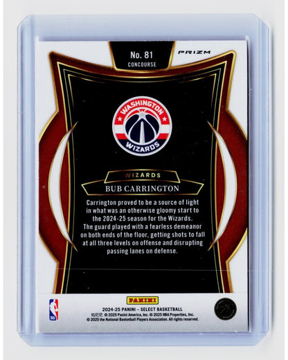 2024-25 Panini Select - Concourse Bub Carrington #81 Red Cracked Ice Prizm (RC)1