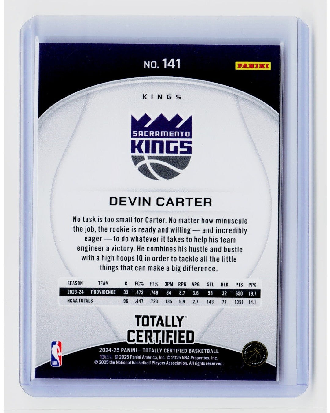 2024-25 Panini Totally Certified - Rookies Devin Carter #141 (RC)1