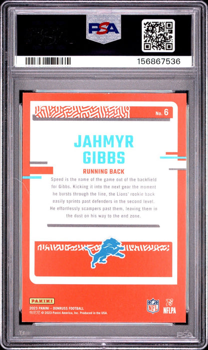 2023 Panini Donruss - The Rookies Jahmyr Gibbs #6 (RC) PSA 81