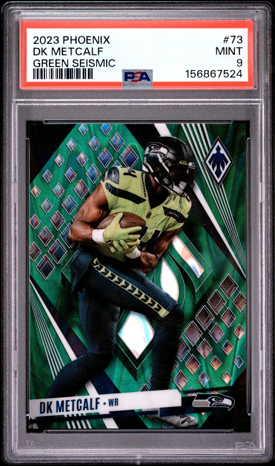 2023 Panini Phoenix - DK Metcalf #73 Green Seismic /25 PSA 9 POP 2 NONE HIGHER0