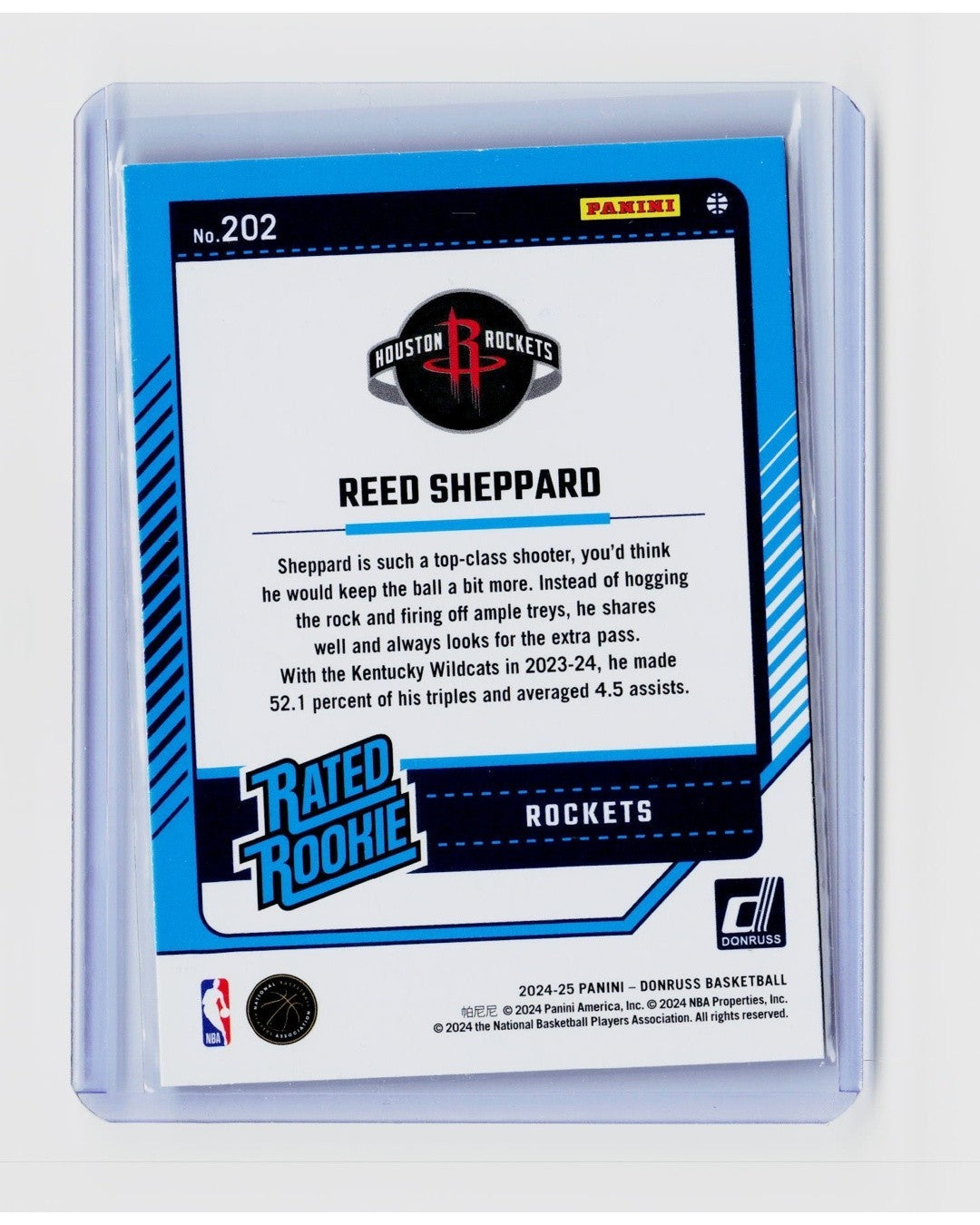 2024-25 Panini Donruss - Rated Rookie Reed Sheppard #202 Holo Green Laser (RC)1