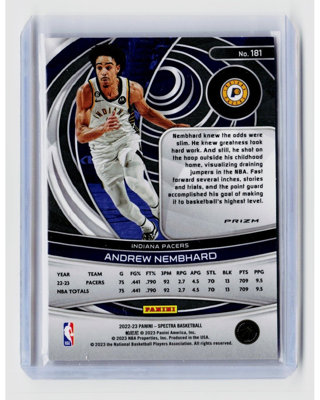 2022-23 Panini Spectra - Rookies Andrew Nembhard #181 Asia Red Prizm (RC)1
