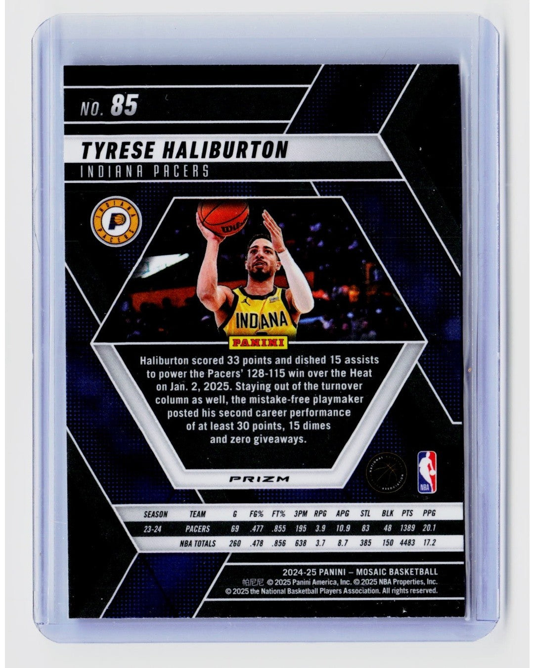 2024-25 Panini Mosaic - Tyrese Haliburton #85 Reactive Blue Mosaic Prizm1
