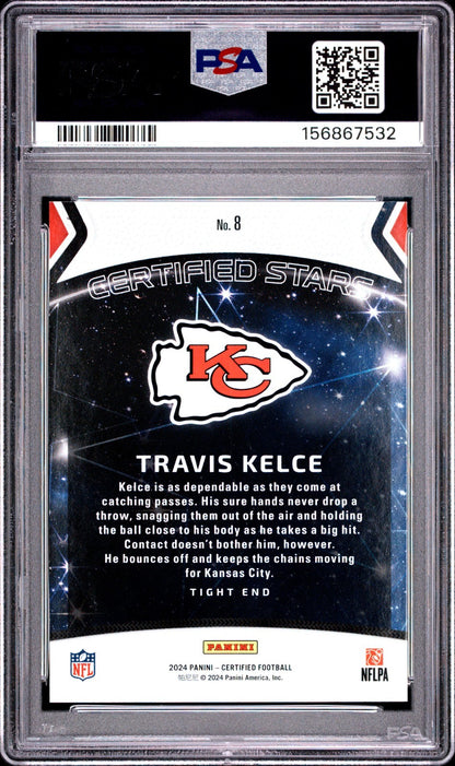 2024 Panini Certified Certified Stars Mirror Red Travis Kelce /75 PSA 8 LOW POP1