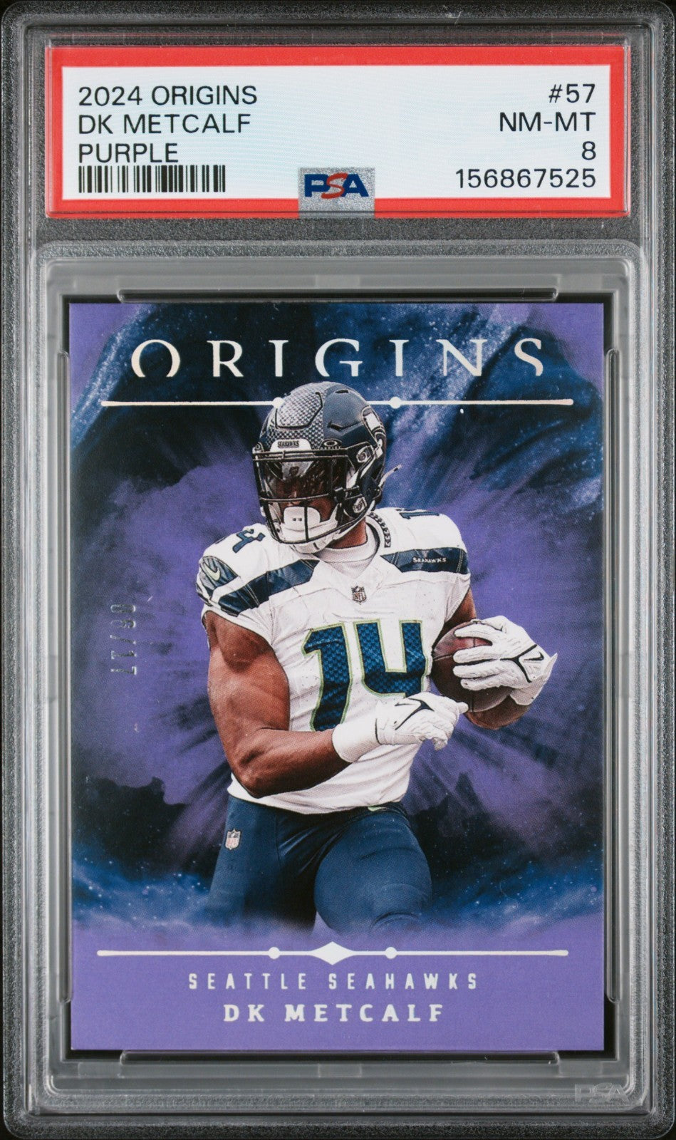 2024 Panini Origins - DK Metcalf #57 Purple /17 PSA 8 POP 10