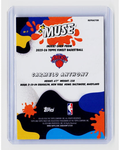 2025 26 Topps Finest   Muse Carmelo Anthony #M 7 Refractor1