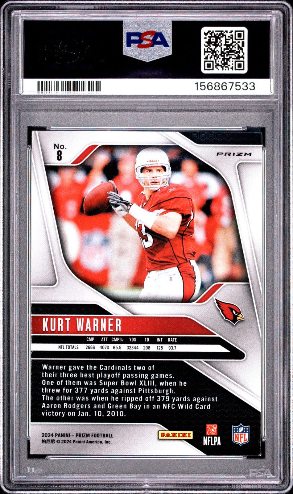 2024 Panini Prizm Kurt Warner Red Sparkle PSA 8 LOW POP SSP1