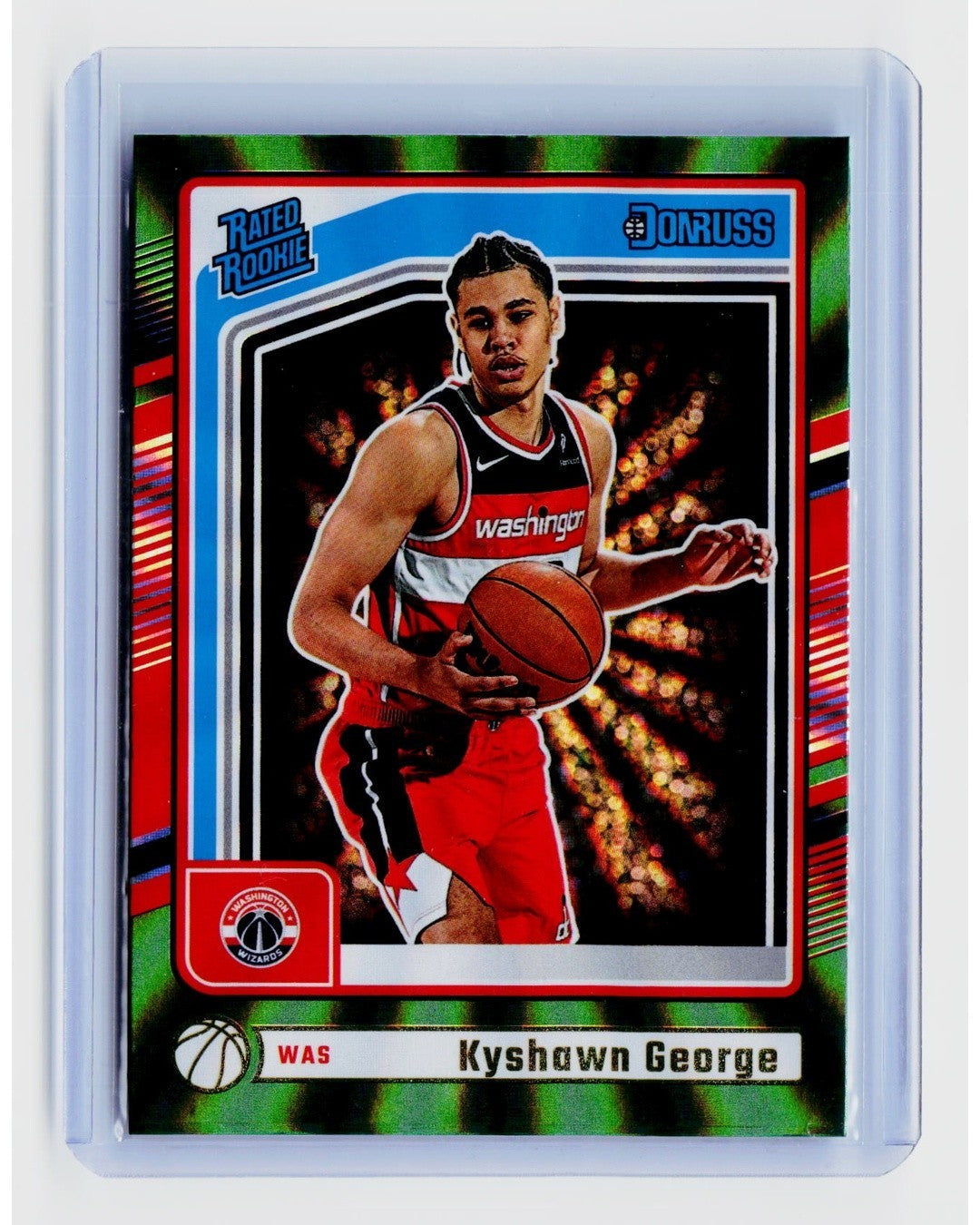 2024-25 Panini Donruss Kyshawn George #225 Rated Rookie Holo Green Laser0