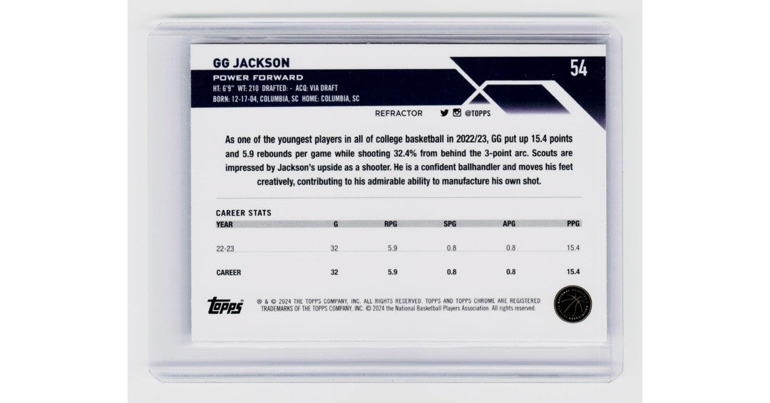 2023-24 Topps Chrome GG Jackson RC Refractor #541