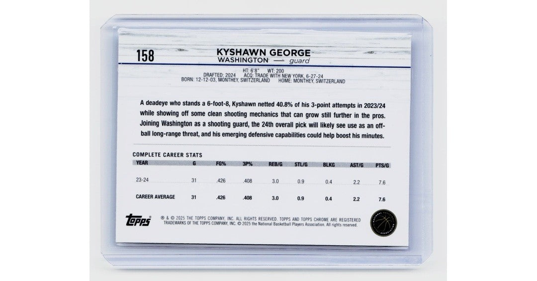 2024-25 Topps Chrome - Kyshawn George #158 (RC)1