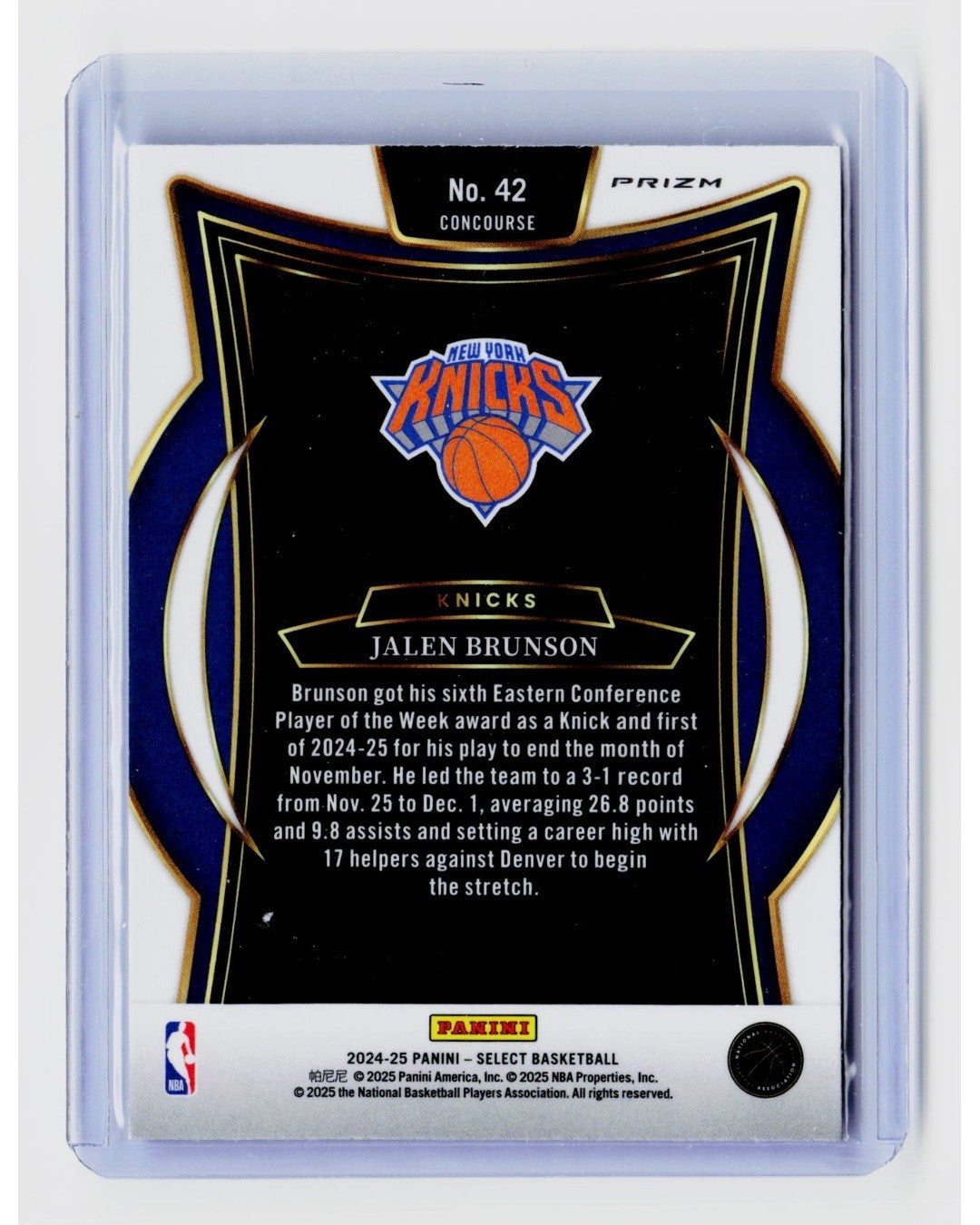 2024-25 Panini Select - Concourse Jalen Brunson #42 Blue Cracked Ice Prizm1