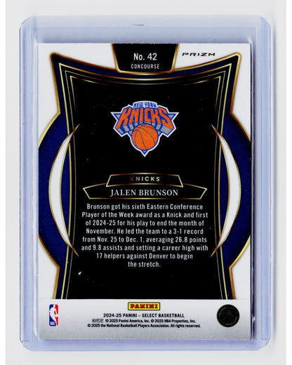 2024-25 Panini Select - Concourse Jalen Brunson #42 Blue Cracked Ice Prizm1
