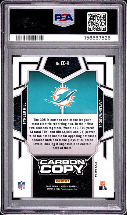 2024 Mosaic Carbon Copy No Huddle Tyreek Hill/Jaylen Waddle Silver PSA 9 POP 11