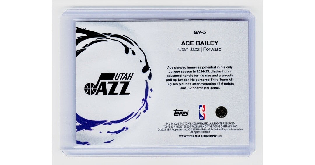2025 26 Topps   Generation Now Ace Bailey #GN 5 (RC)1