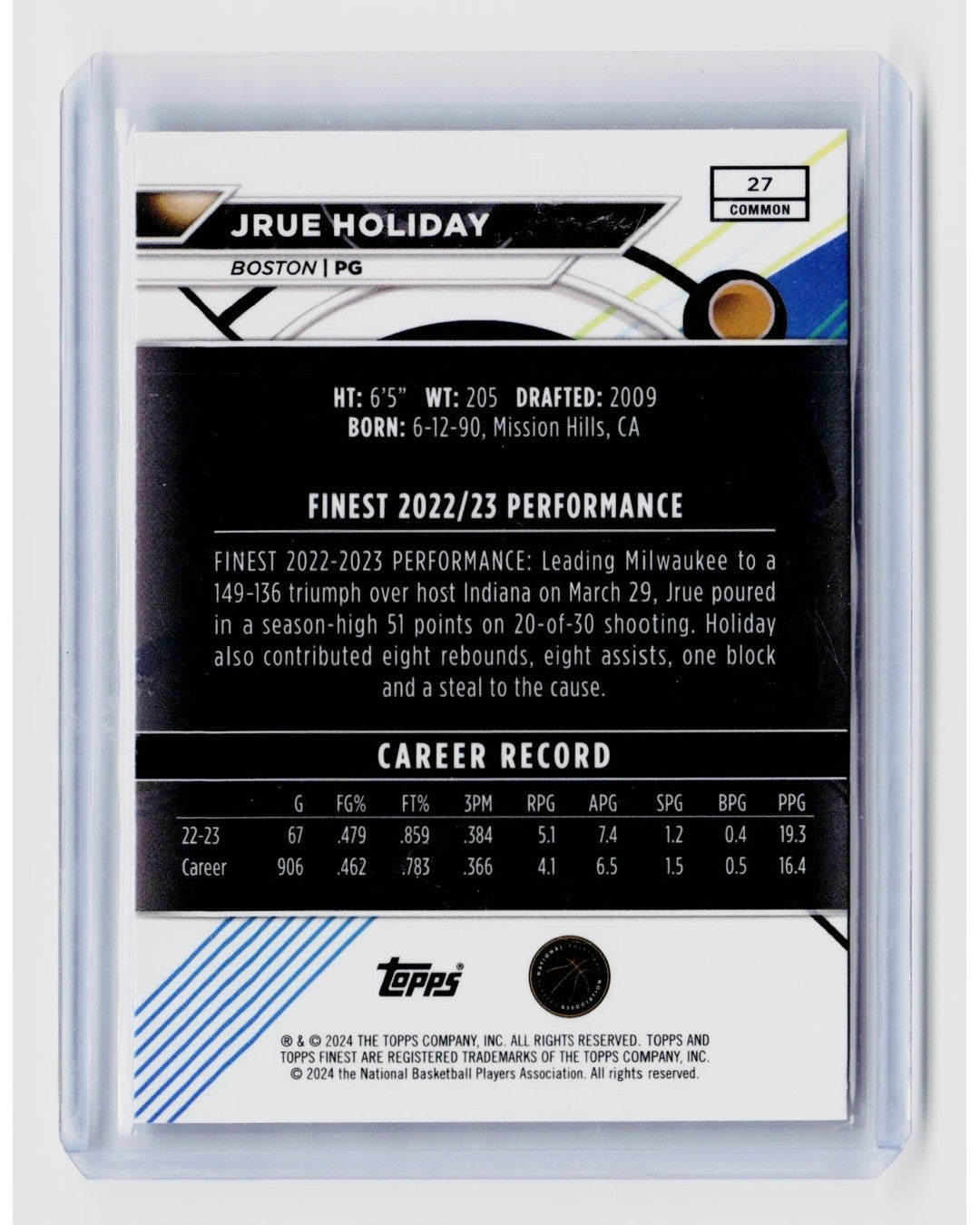 2023-24 Topps Finest - Common Jrue Holiday #27 Checkerboard Refractor1