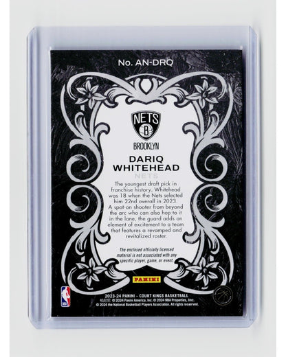 2023-24 Panini Court Kings - Art Nouveau Dariq Whitehead #AN-DRQ (MEM, RC)1