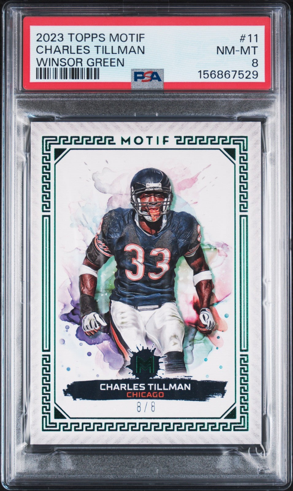 2023 Topps Motif Charles Tilman Winsow Green #11 PSA 8 8/8 Last on Print! POP 10