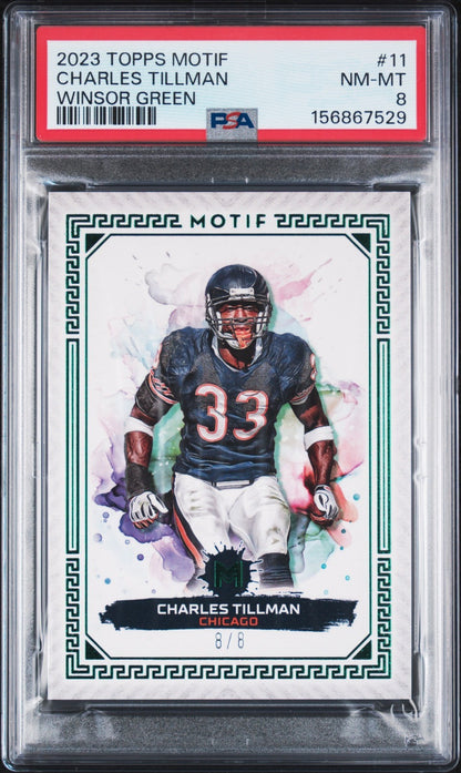 2023 Topps Motif Charles Tilman Winsow Green #11 PSA 8 8/8 Last on Print! POP 10