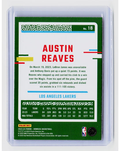 2023-24 Panini Donruss International Austin Reaves #18 Red & Gold Laser1
