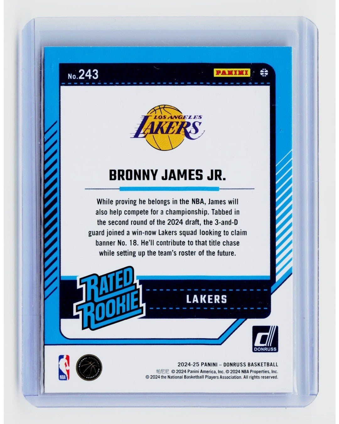 2024-25 Donruss Rated Rookie Bronny James Holo Green Laser #2431