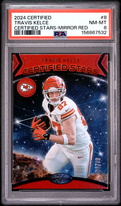 2024 Panini Certified Certified Stars Mirror Red Travis Kelce /75 PSA 8 LOW POP0