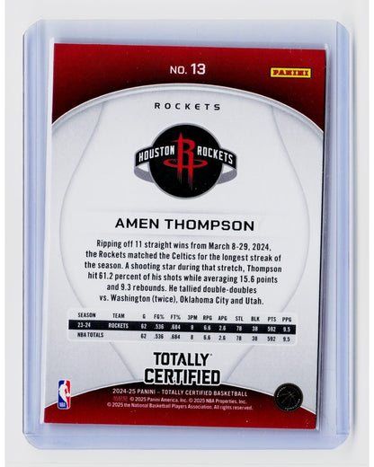 2024-25 Panini Totally Certified - Amen Thompson #13 Red1