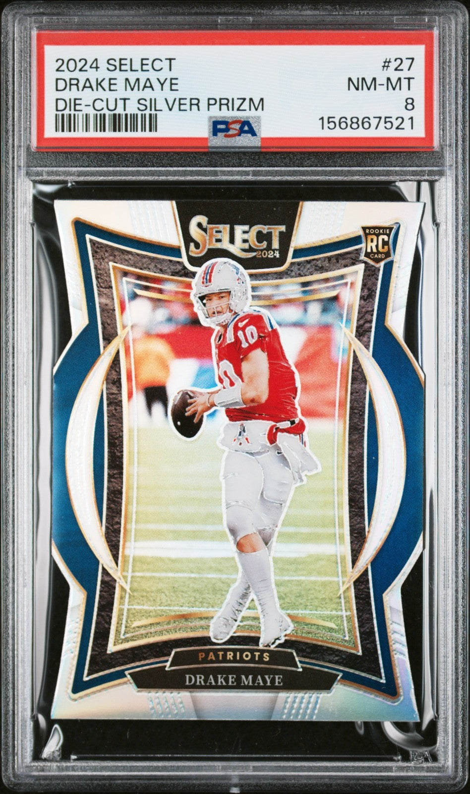 2024 Panini Select - Concourse Drake Maye #27 Die-Cut Silver Prizm (RC) PSA 80