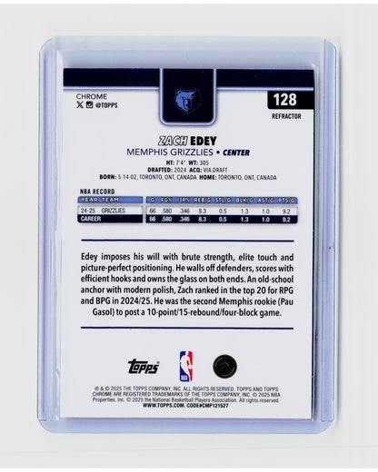 2025-26 Topps Chrome - Zach Edey #128 Refractor1