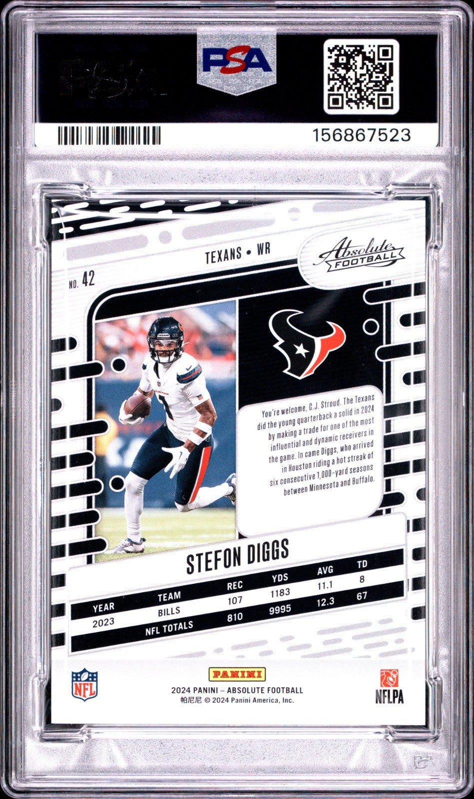 2024 Panini Absolute - Stefon Diggs #42 Orange Spectrum /75 PSA 10 POP 11