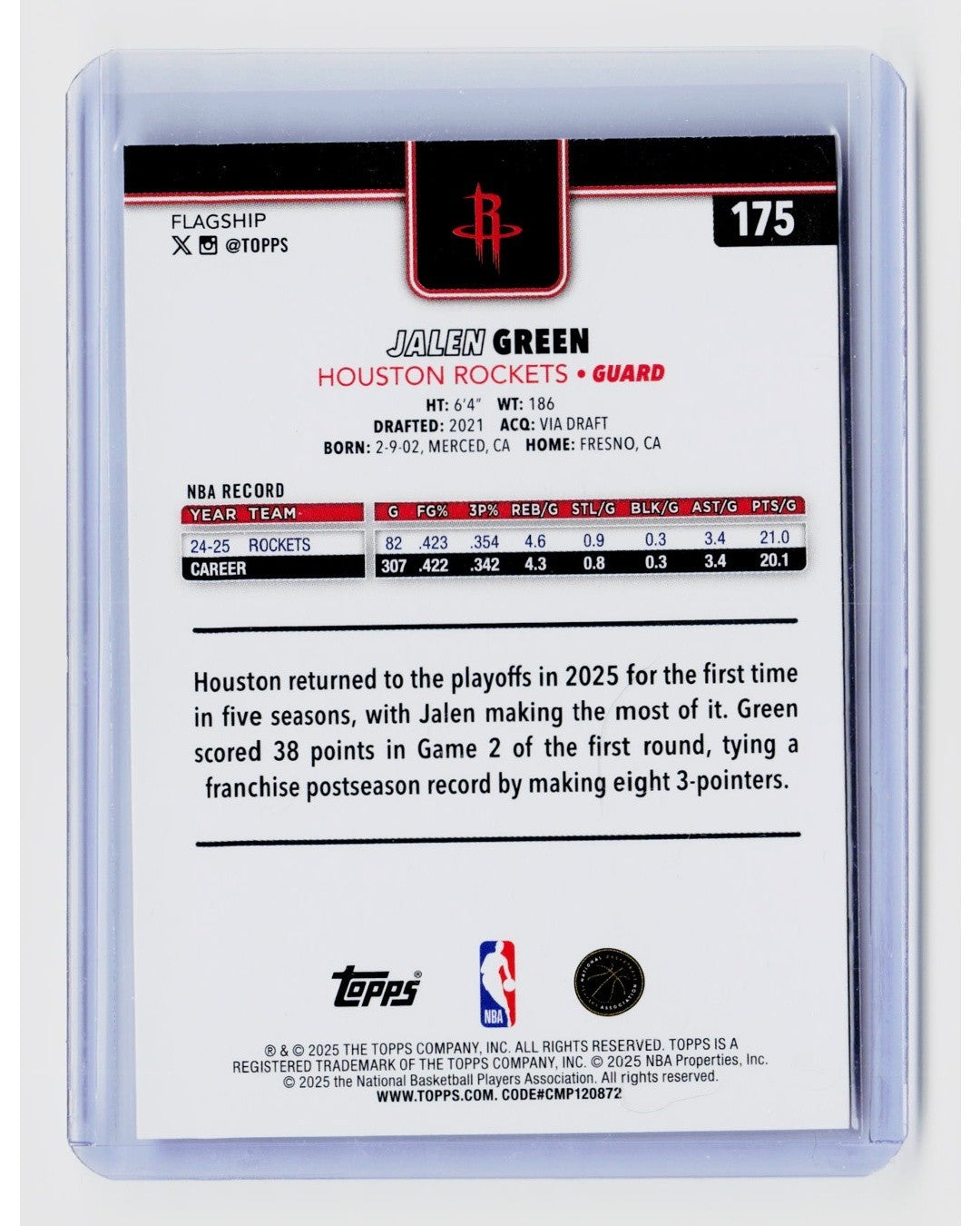 2025-26 Topps - Jalen Green #175 Season Tip-Off Parallel1
