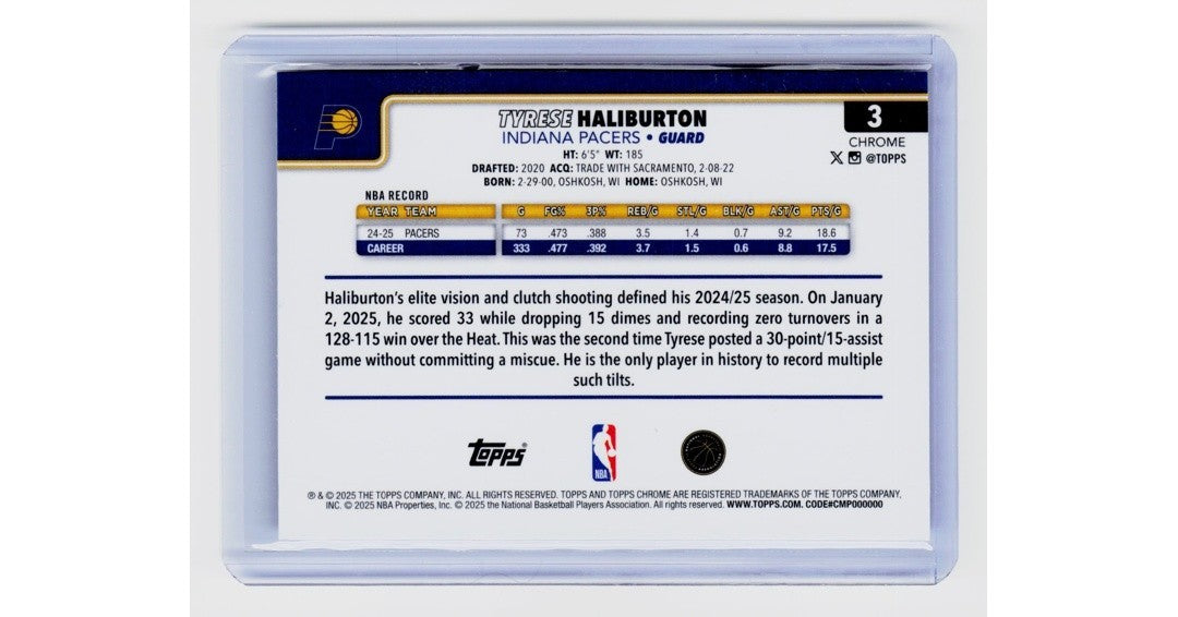 2025-26 Topps Chrome - Tyrese Haliburton #3 Skylight Refractor1