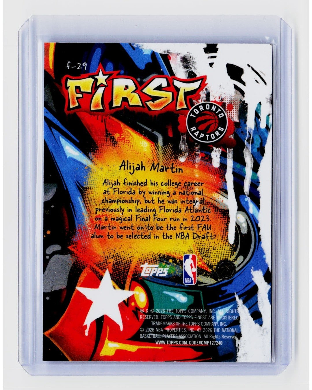 2025 26 Topps Finest   First Alijah Martin #F 29 (RC)1