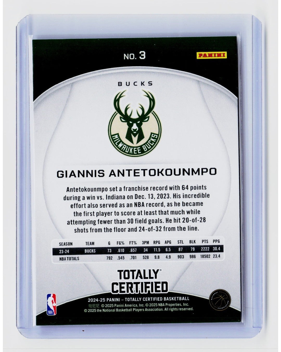 2024-25 Panini Totally Certified - Giannis Antetokounmpo #3 Red1