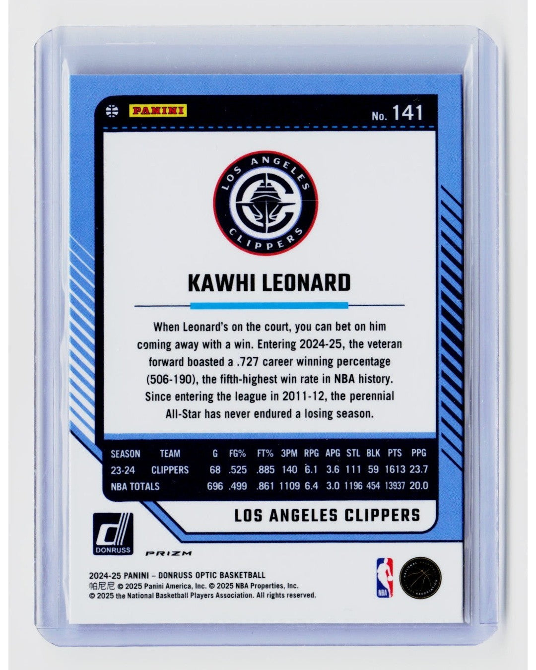 2024-25 Panini Donruss Optic - Kawhi Leonard #141 Purple Shock Prizm1