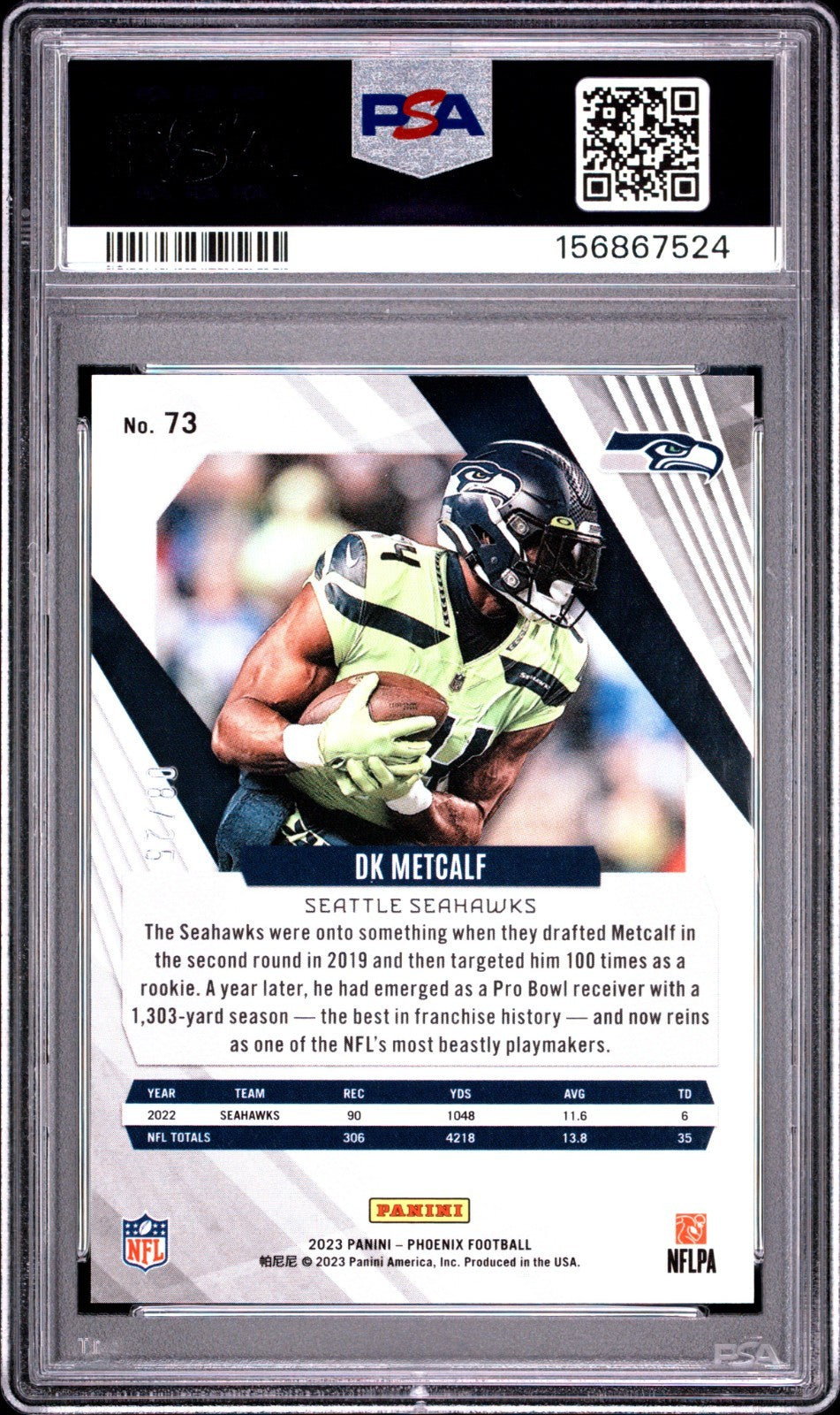 2023 Panini Phoenix - DK Metcalf #73 Green Seismic /25 PSA 9 POP 2 NONE HIGHER1