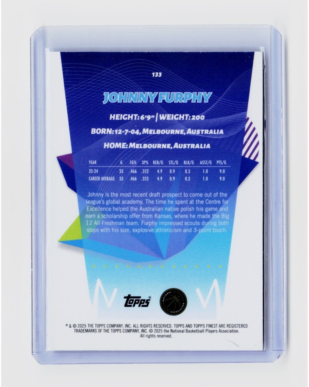 2024-25 Topps Finest - Uncommon Johnny Furphy #133 X-Fractor (RC)1